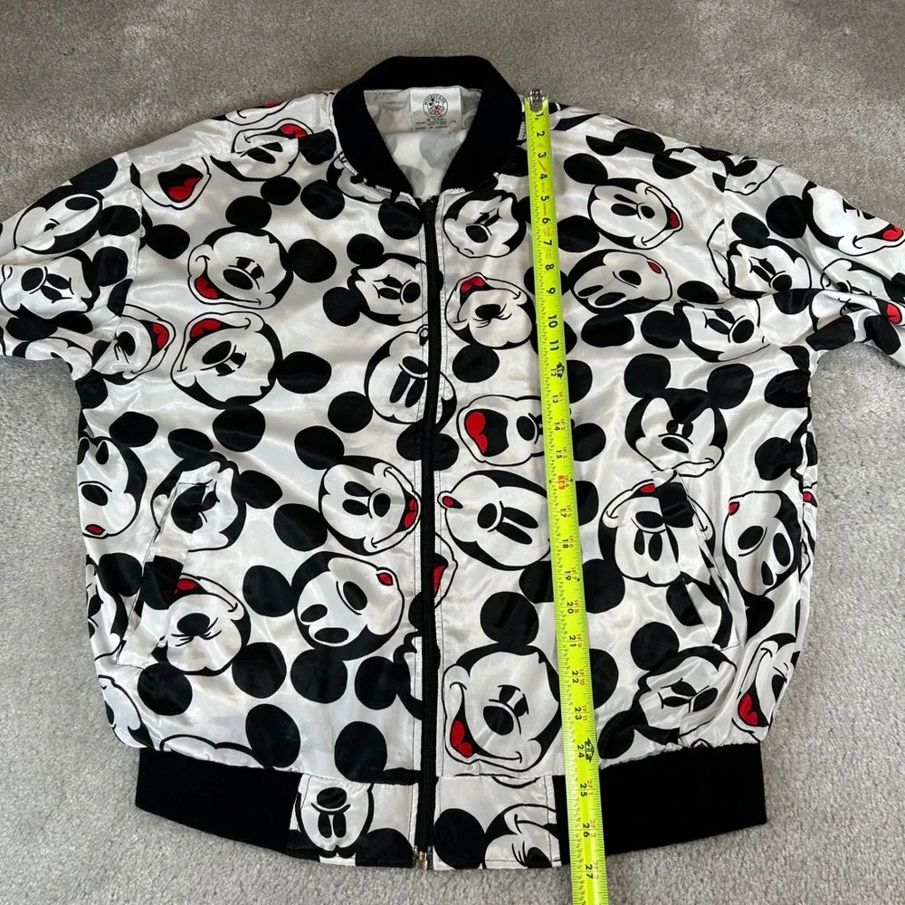 Vintage 90s Mickey & Co Bomber Jacket Mens Medium White Mickey‎ Mouse AOP Faces